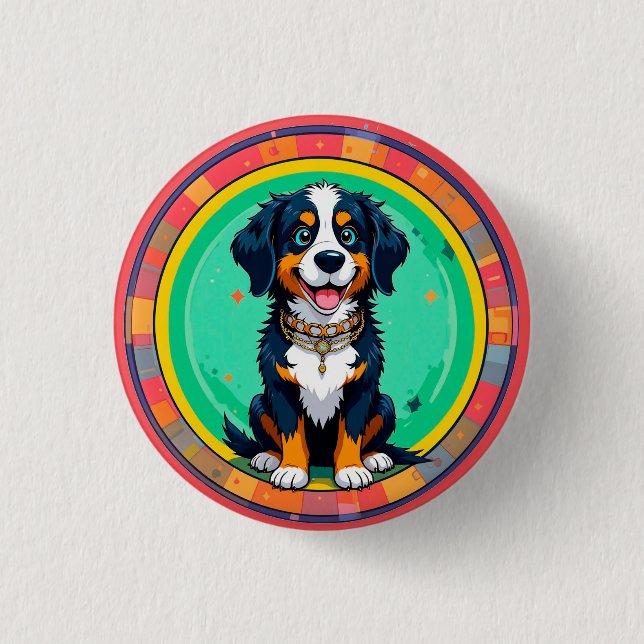 Badge Rond 2,50 Cm Chien de dessin animé joyeux (Devant)