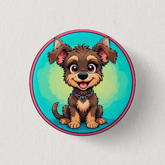 Badge Rond 2,50 Cm Chien de dessin animé joyeux (Devant)