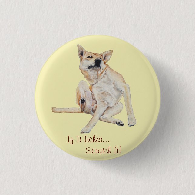 Badge Rond 2,50 Cm chien de laboratoire gsd démangeaison à gratter av (Devant)