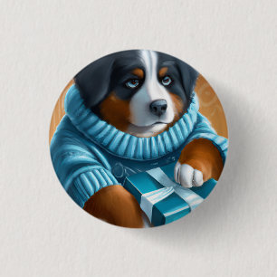 Badge Rond 2,50 Cm Chien de montagne bernois avec vacances présent