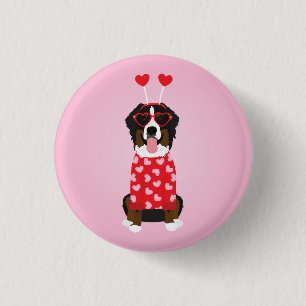 Badge Rond 2,50 Cm Chien de montagne de Saint-Valentin Bernese
