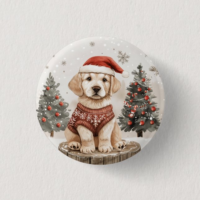 Badge Rond 2,50 Cm Chien de Noël du Labrador Retriever (Devant)