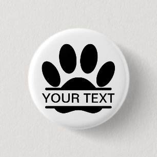 Badge Rond 2,50 Cm Chien Empreinte de patte Fractionner Dessin Texte 