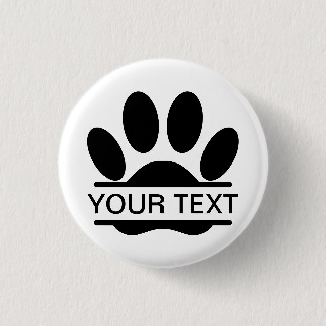 Badge Rond 2,50 Cm Chien Empreinte de patte Fractionner Dessin Texte  (Devant)