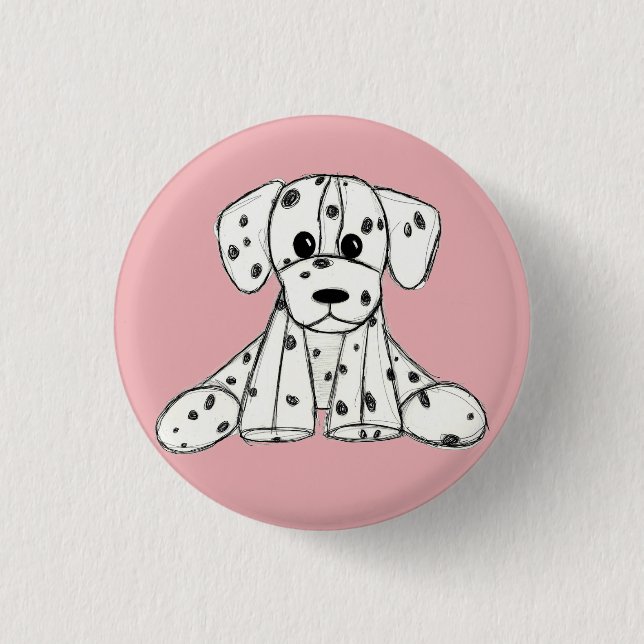 Badge Rond 2,50 Cm Chien en dalmate dessin simple noir (Devant)