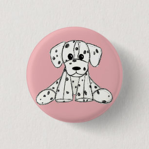 Badge Rond 2,50 Cm Chien en dalmate dessin simple noir