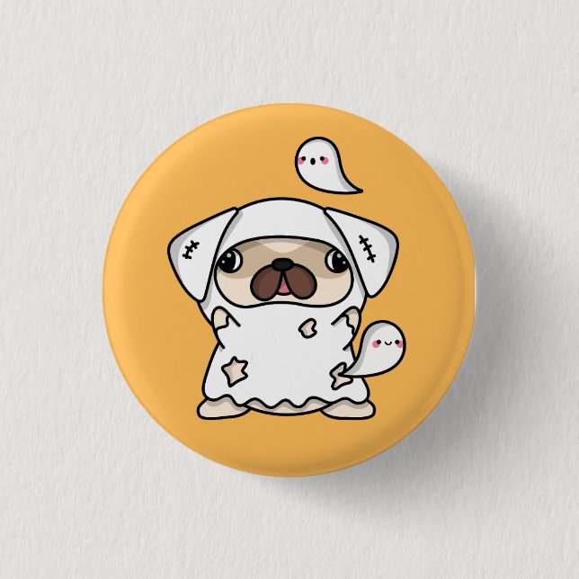 Badge Rond 2,50 Cm Chien fantôme Halloween (Devant)