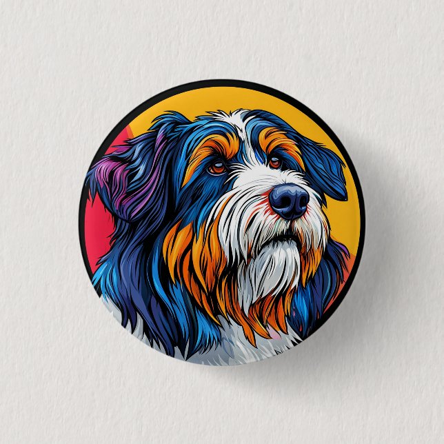 Badge Rond 2,50 Cm Chien Illustrant une Créativité Vibrante (Devant)