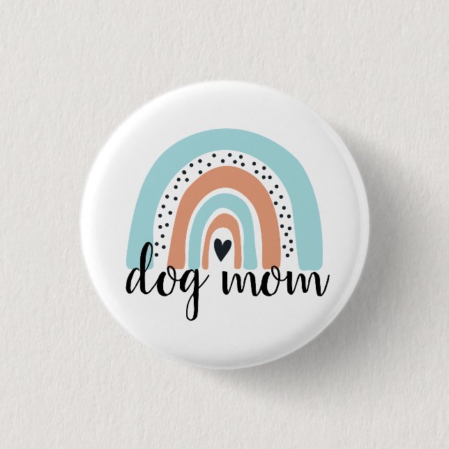 Badge Rond 2,50 Cm Chien maman Rainbow Blue Peach (Devant)