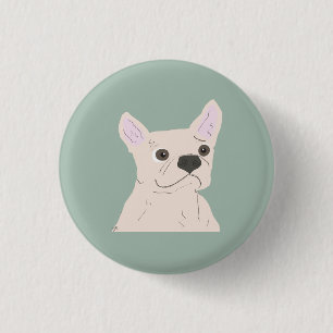Badge Rond 2,50 Cm Chien Mignon, Bleu Poussiéreux