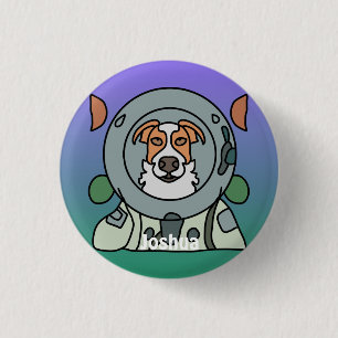 Badge Rond 2,50 Cm Chien minimaliste astronaute dans l'espace Drôle