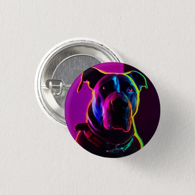 Badge Rond 2,50 Cm chien néon (Devant & derrière)