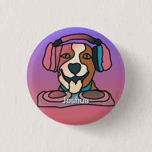 Badge Rond 2,50 Cm Chien rétro de rue avec casque Drôle