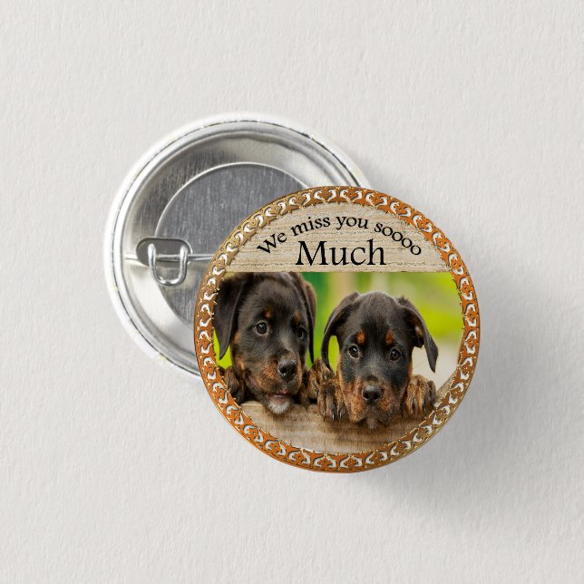 Badge Rond 2,50 Cm Chiens de chiot mignons avec un visage triste (Devant & derrière)