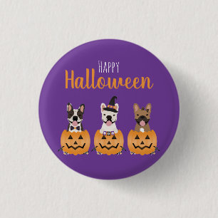 Badge Rond 2,50 Cm Chiens de taureaux français heureux Halloween