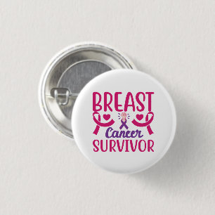 Badge Rond 2,50 Cm Chimo, guerrier du ruban rose Cancer du sein Survi