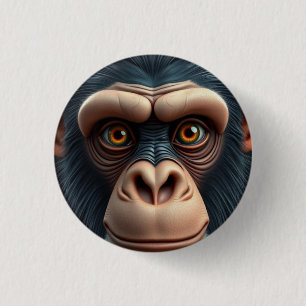 Badge Rond 2,50 Cm Chimpanzé fou mignon