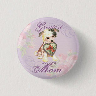 Badge Rond 2,50 Cm Chinois Crested Heart Maman
