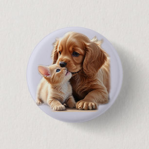 Badge Rond 2,50 Cm Chiot et chaton