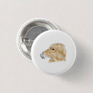 Badge Rond 2,50 Cm Chiot Golden Retriever Jouant Avec Un Fantôme