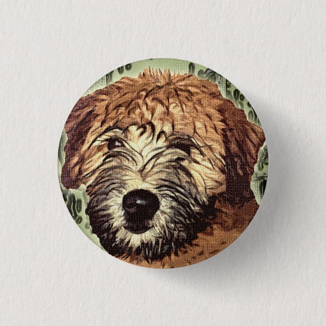 Badge Rond 2,50 Cm Chiot roux à revêtement doux avec visage mouillé (Devant)