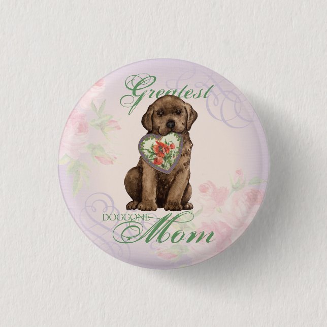 Badge Rond 2,50 Cm Chocolat Lab Heart Maman (Devant)