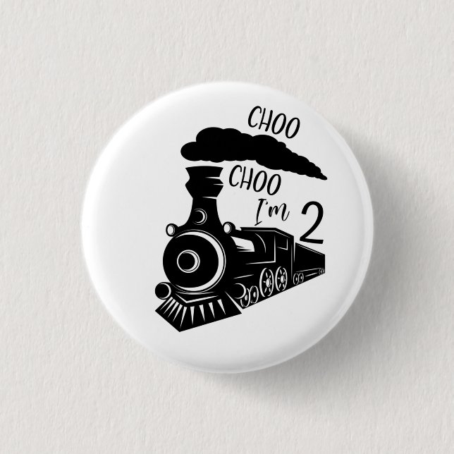 Badge Rond 2,50 Cm Choo Choo I'm 2, 2nd Birthday Boy (Devant)