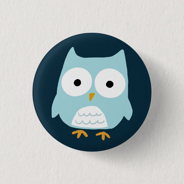 Badge Rond 2,50 Cm Chouette bleue (Devant)