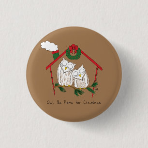 Badge Rond 2,50 Cm Chouette de Noël Be Accueil mignonne