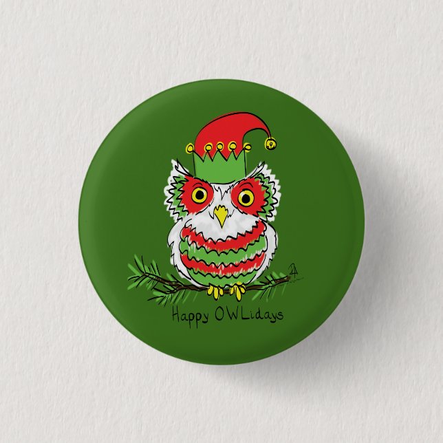 Badge Rond 2,50 Cm Chouette Noël mignonne Enfants amusants (Devant)