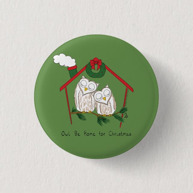 Badge Rond 2,50 Cm Chouette Noël Mignonne Vacances amusantes (Devant)