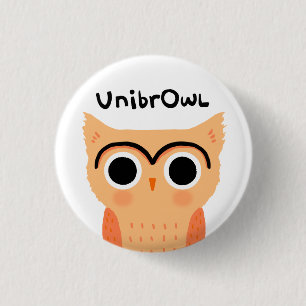Badge Rond 2,50 Cm Chouette unibrow UnibrOwl   Chouette à sourcils mi