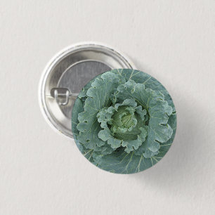 Badge Rond 2,50 Cm Choux d'en haut, Feuilles verts