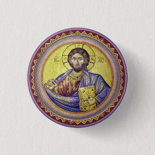 Badge Rond 2,50 Cm Christ Pantocrator icône orthodoxe