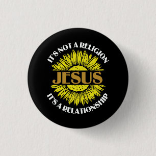 Badge Rond 2,50 Cm Christian N'Est Pas Une Religion Jésus Tournesol