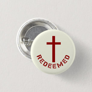 Badge Rond 2,50 Cm Christian Rendu Croix Rouge et Conception de texte
