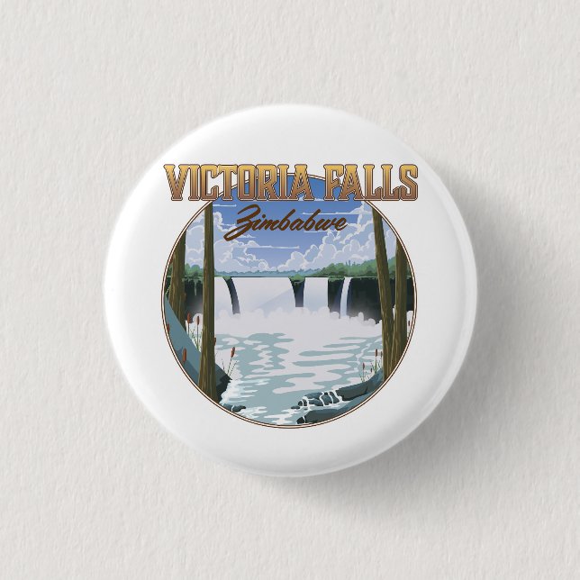 Badge Rond 2,50 Cm Chutes Victoria Zimbabwe (Devant)