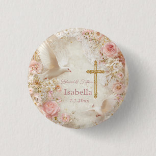 Badge Rond 2,50 Cm Ciel Rose et Or Quince, personnalisé