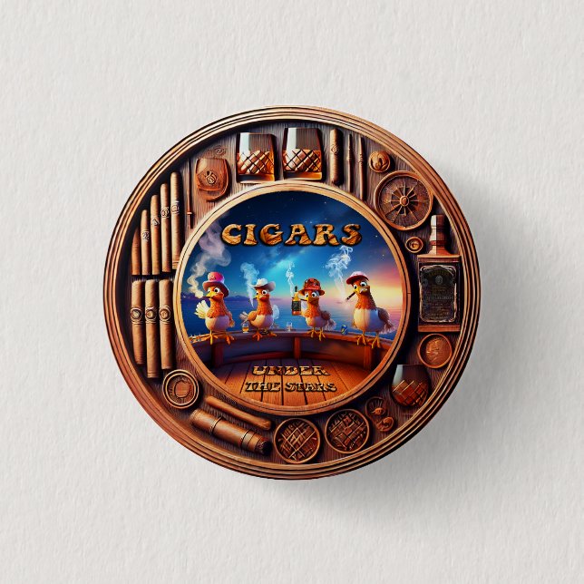 Badge Rond 2,50 Cm Cigares sous les étoiles (Devant)
