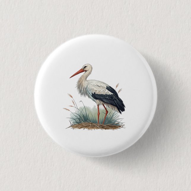 Badge Rond 2,50 Cm Cigogne (Devant)
