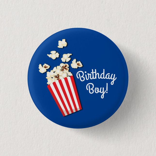 Badge Rond 2,50 Cm Cinéma Popcorn Bouton de fête de garçon d'annivers (Devant)