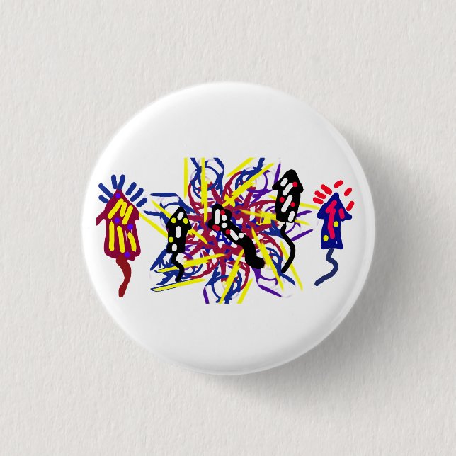 Badge Rond 2,50 Cm Cinq feux d'artifice amusants  (Devant)