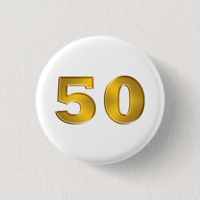 Badge Rond 2,50 Cm cinquantième Boutons d'or d'anniversaire (Devant)