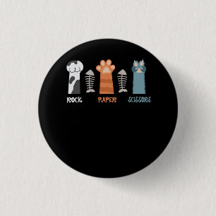 Badge Rond 2,50 Cm Ciseaux Papier Rocher Paquets Chat Cute Kitten Ani