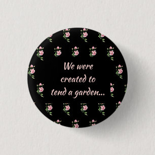 Badge Rond 2,50 Cm Citation chrétienne de fleur de rose rose jardin