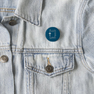 Badge Rond 2,50 Cm Citation chrétienne "Faith Hope Love"
