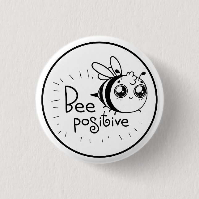 Badge Rond 2,50 Cm Citation de l'illustration de l'abeille de Chibi (Devant)