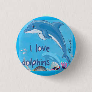 Badge Rond 2,50 Cm Citations de dauphins d'amour mignons et colorés N