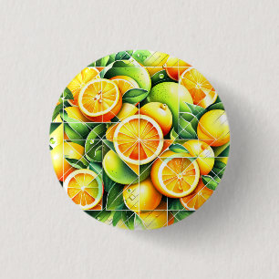 Badge Rond 2,50 Cm Citron orange botanique citrus géométrique