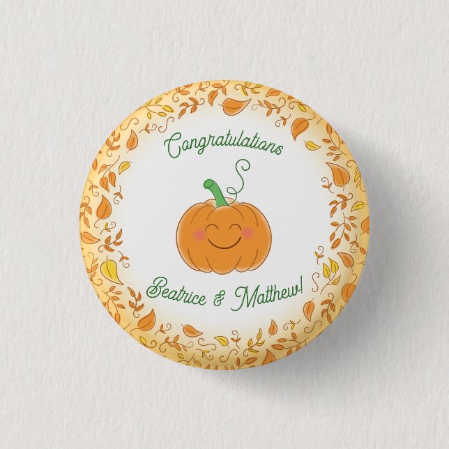 Badge Rond 2,50 Cm Citrouille Baby shower mignon automne (Devant)